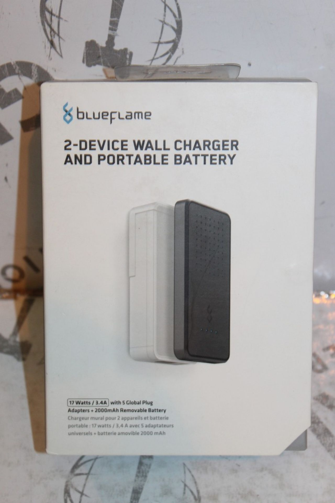 Lot to Contain 3 Boxed Blue Flame 2 Device Plug In Wall Chargers with Detachable Battery Pack RRP £