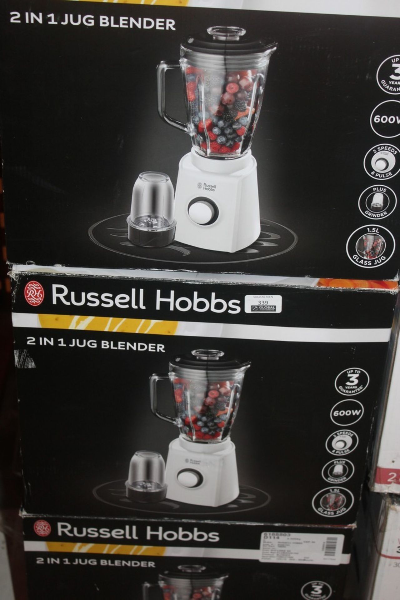 Lot to Contain 3 Boxed Russell 2 in 1 Jug Blenders Combined RRP £150 (Untested Customer Returns) (