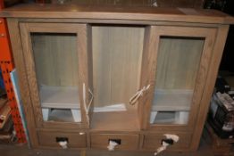 Solid Wooden Light 2 Door 3 Drawer Glazed Welsh Dresser Top Unit Only RRP £699 (Appraisals Available