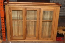 Warm Honey Solid Wooden Triple Sliding Door Glazed Welsh Dresser Top Unit Only RRP £449 (