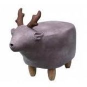 Reindeer Grey Fabric Foot Stool RRP £70 (16904) (Appraisals Available Upon Request)