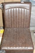 Pair of Brown Leather Silver Leg Designer Dining Chairs RRP £200 (Appraisals Available Upon