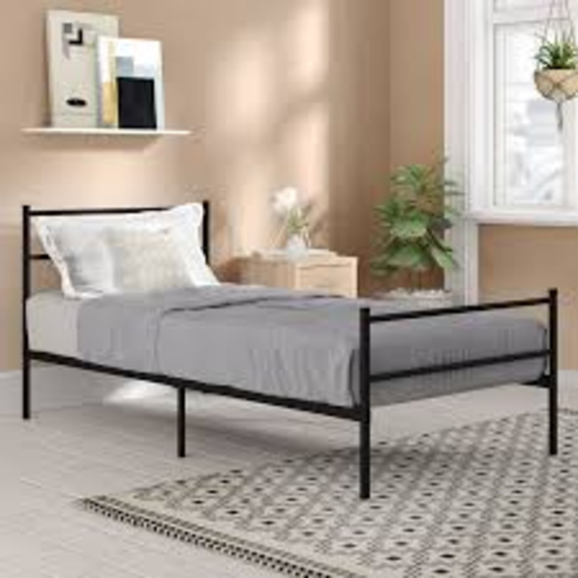 Boxed Double Metal Bed In Black Powder Coating RRP £110 (Images Are For Illustrations Purposes