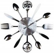 Assorted Metal Clocks, Cutlery Sets and Aged Stone Effect Urn RRP £35-£40 Each (16740) (Appraisals