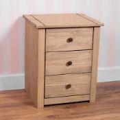 Boxed Panama 3 Draw Bedside Chest In Solid Pine RRP £50 (17918) (Appraisals Available)