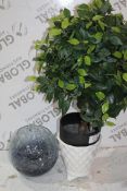 Assorted Items To Include Artificial Potted Plants And Crackle Ball Vases RRP £50 Each (15603) (