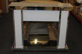 White And Mirror Effect Glass Fire Surround RRP £700 (18315) In Need Of Attention (Appraisals