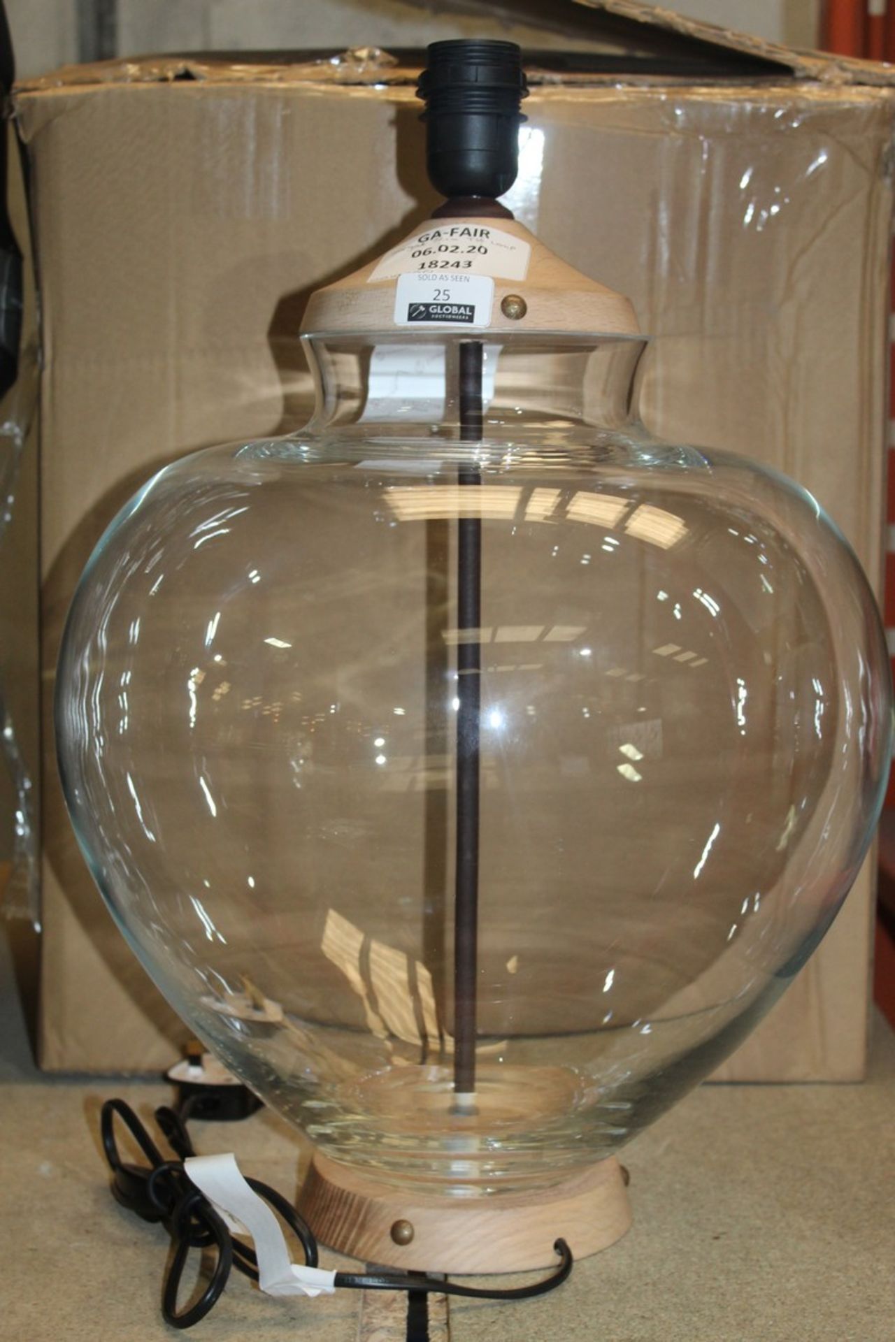 Wooden & Glass Saigat 72cm Table Lamp Base RRP £100 (18243) (Appraisals Available)