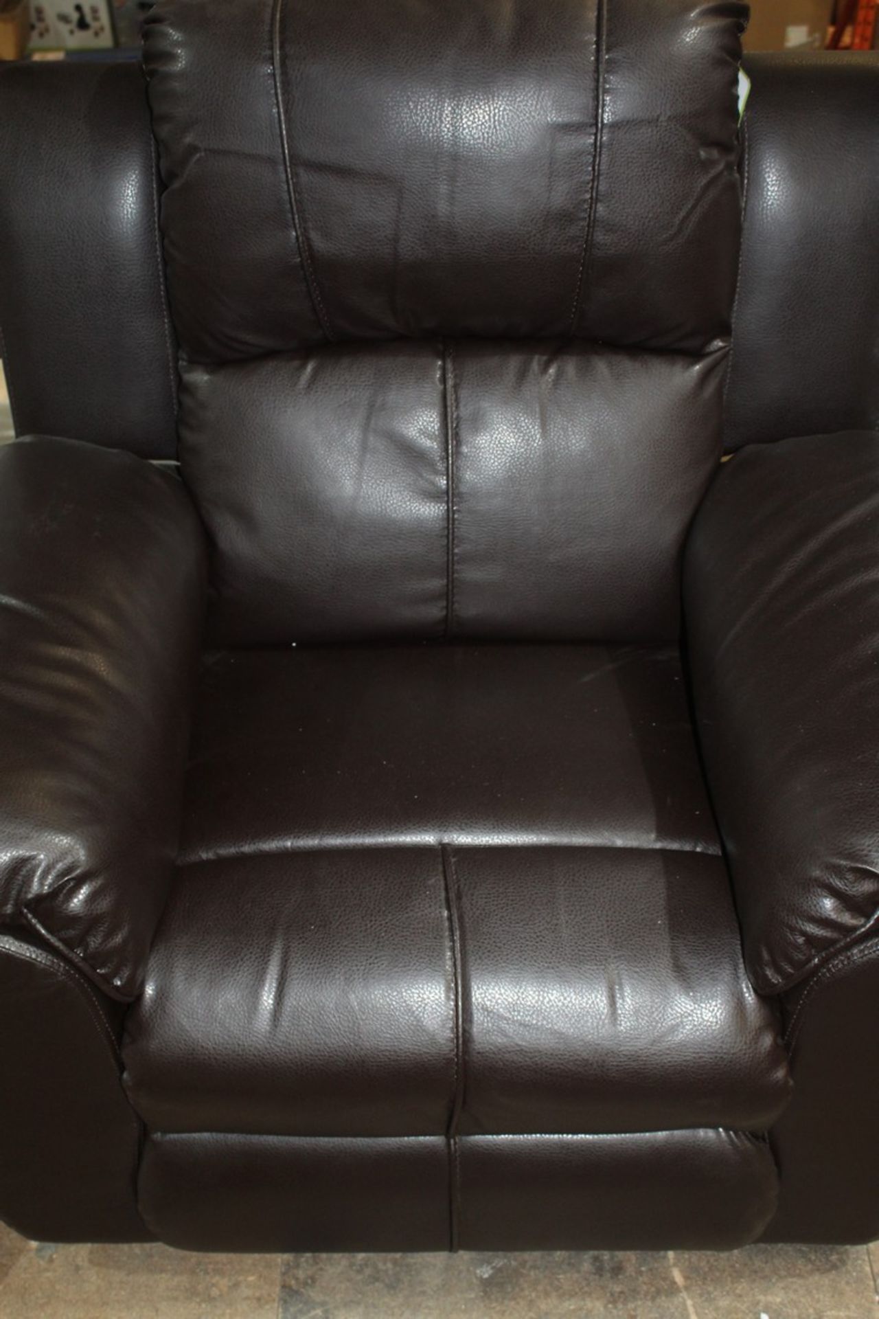 Brown Leather Single Reclining Sitting Room Arm Chair RRP £280
