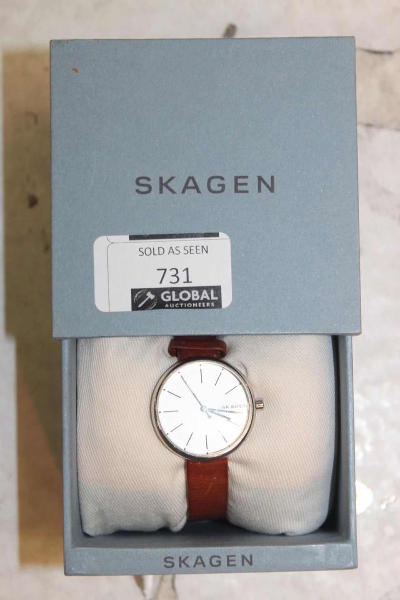 Boxed Skagen Leather Strap Designer Wrist Watch RRP £60 (190338)
