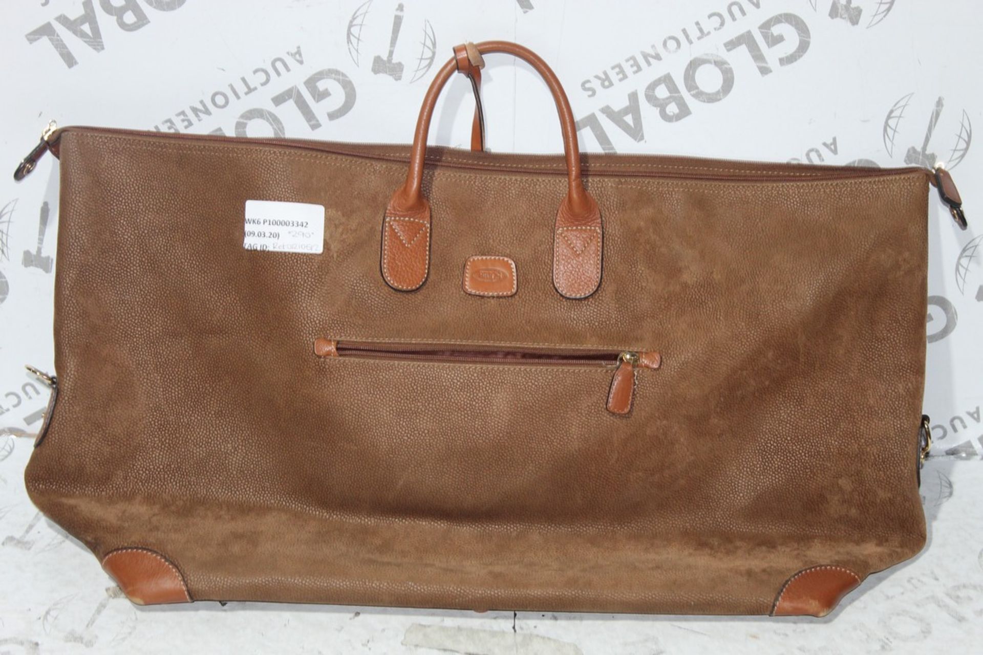 Bricks Brown Leather Waxed Cotton Holdall RRP £290 (RET01210512) (Appraisals Available)