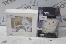 Boxed Assorted Items to Include Pottery Barn Baby Musical Mobile & Tommee Tippee Owl Night Light RRP