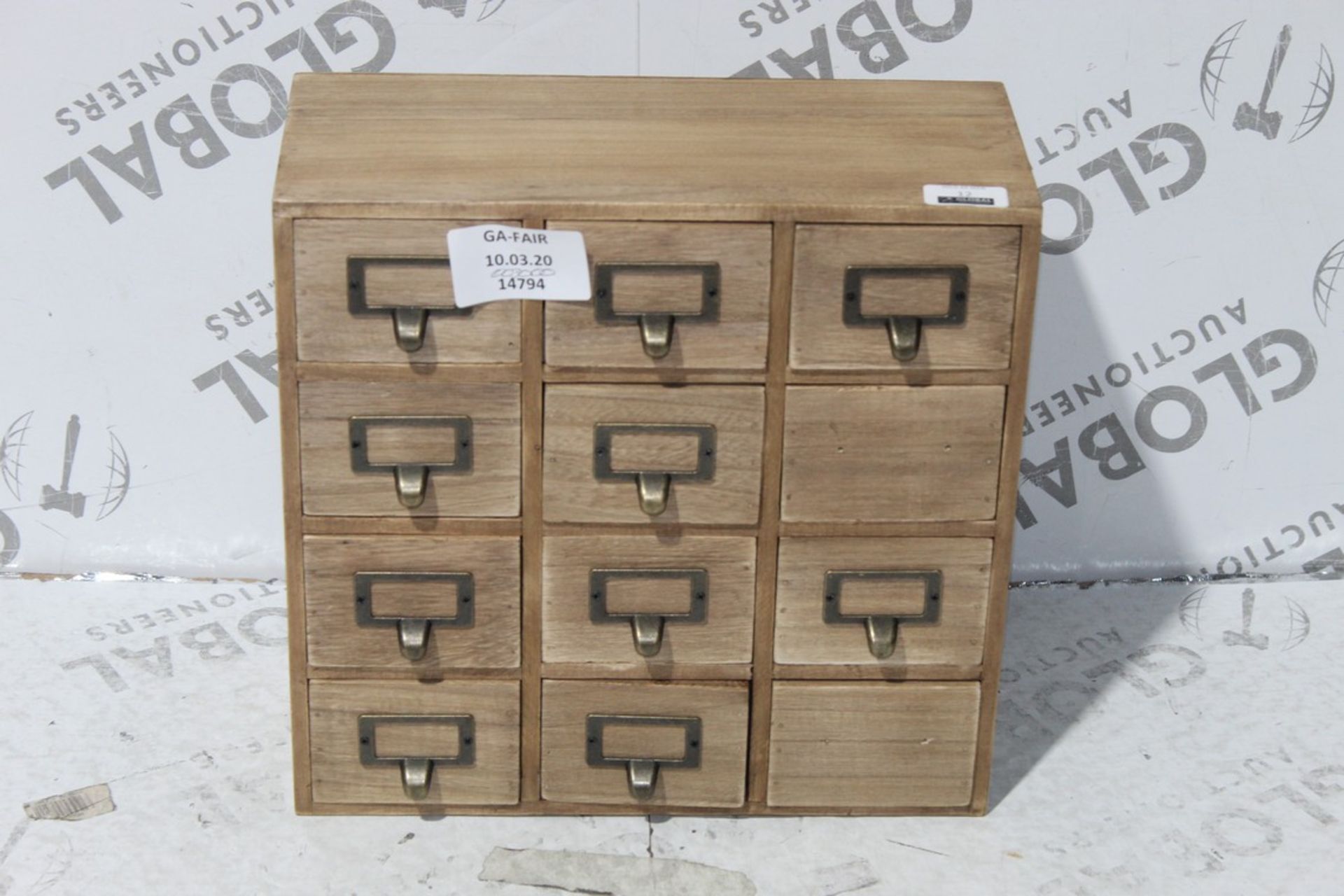 Wooden 12 Drawer Wall Mounted Mini Chests RRP £40 Each (14794) (Appraisals Available)