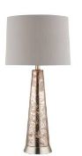 Boxed Magnalux Ember Copper Effect Glass Table Lamp With Shade In Satin Chrome RRP £175 (14794) (