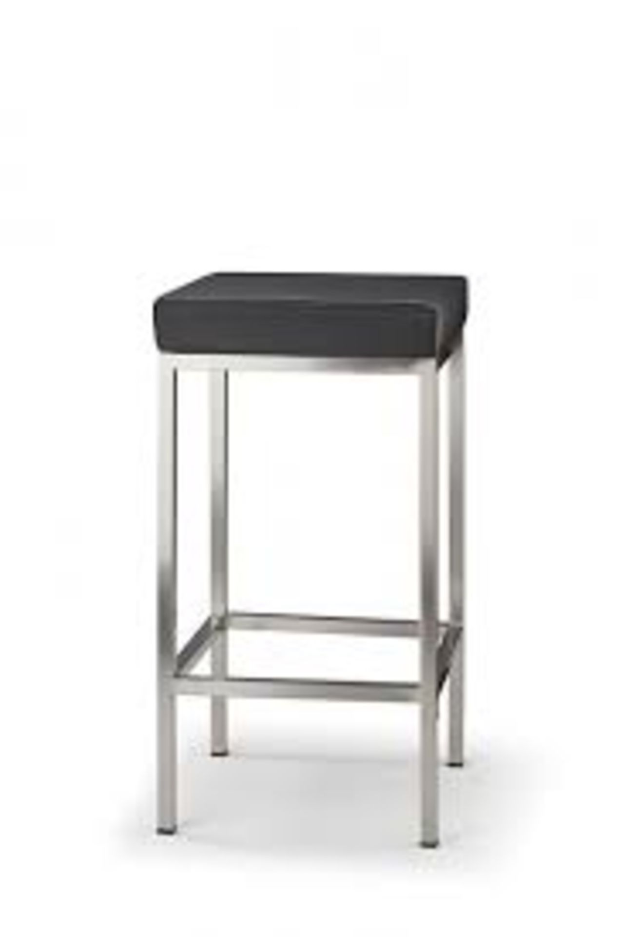 Boxed Pair of Grey Brushed Stainless Steel Designer Bar Stools RRP £130 (18182) (Appraisals