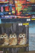 Assorted Items to Include 3 Little Owls Canvas Wall Art Picture The Keys 2 by Artist Blakley Bearing