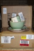 Boxed Assorted Items to Include Ceramic Dinner Sets and Eleanor Chrome Floor Lamps RRP £50-£60