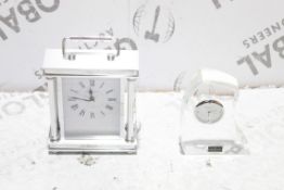 Assorted Dartington And Crystal Mantel Clocks And London Clock Company Silver Clocks RRP £50-65 (