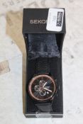Boxed Skonda Black Leather Strap Gents Designer Wrist Watch RRP £90