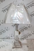 Wooden Base Fabric Shade Pillar Table Lamps RRP £50 Each (15603) (Appraisals Available Upon