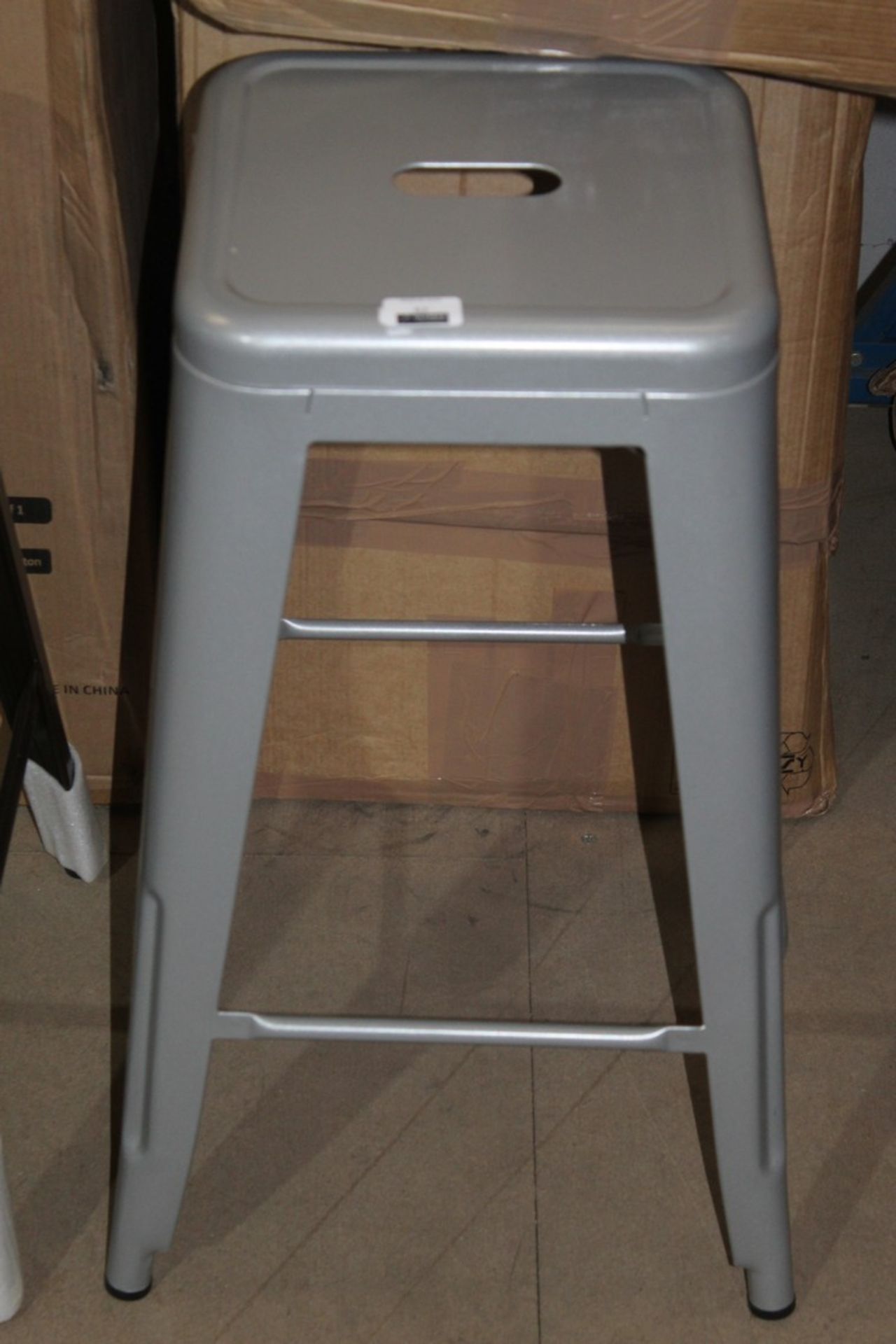 Boxed Brand New Silver Metal Stacking Bar Stool RRP £50 Each (18136) (Appraisals Available)