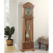 Boxed 182cm Grandfather Clock in Mission Oak Finish RRP £205 (16494) (Appraisals Available)