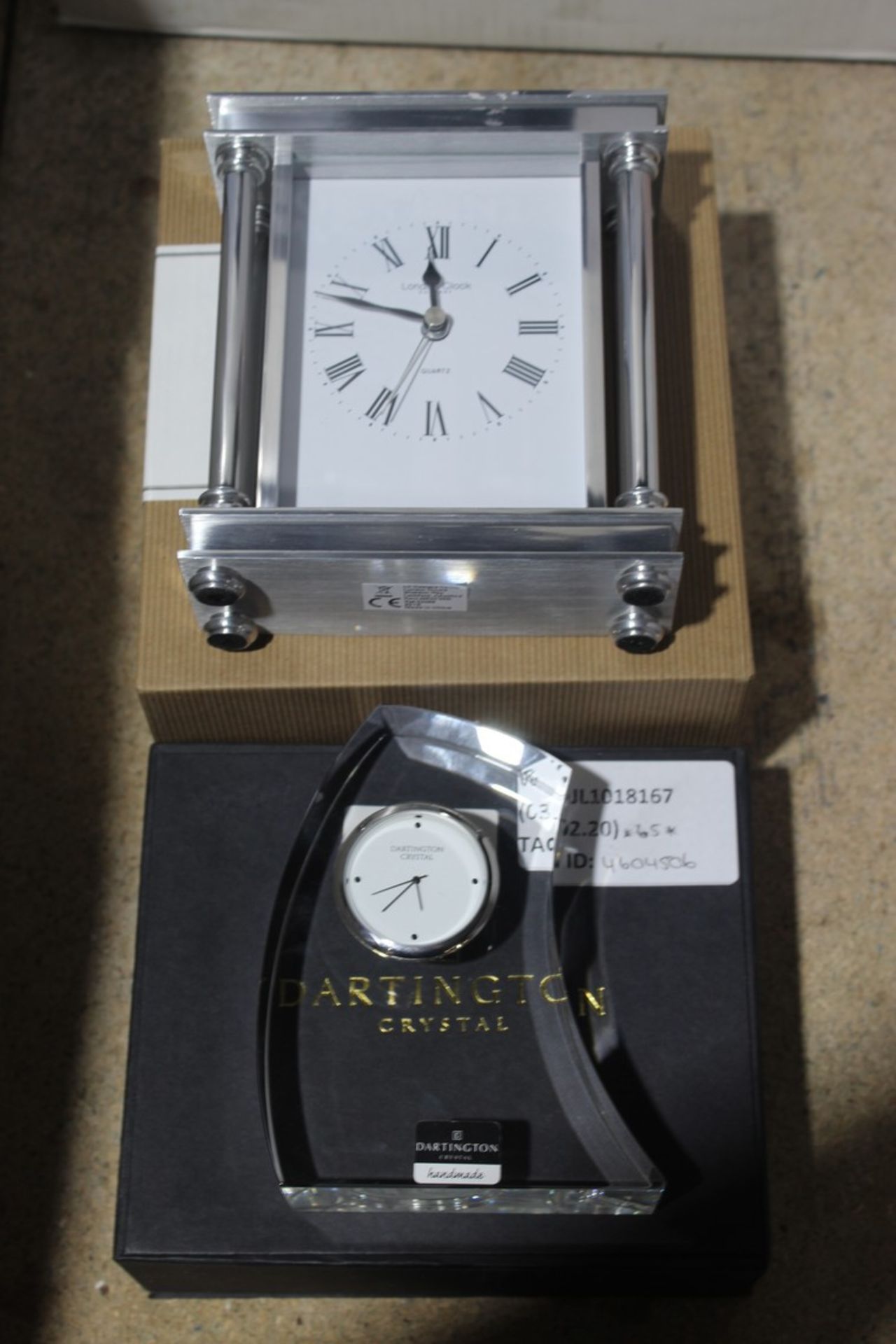 Boxed Assorted Dartington Crystal And London Clock Company Mantle Clock (4604506) (Appraisals