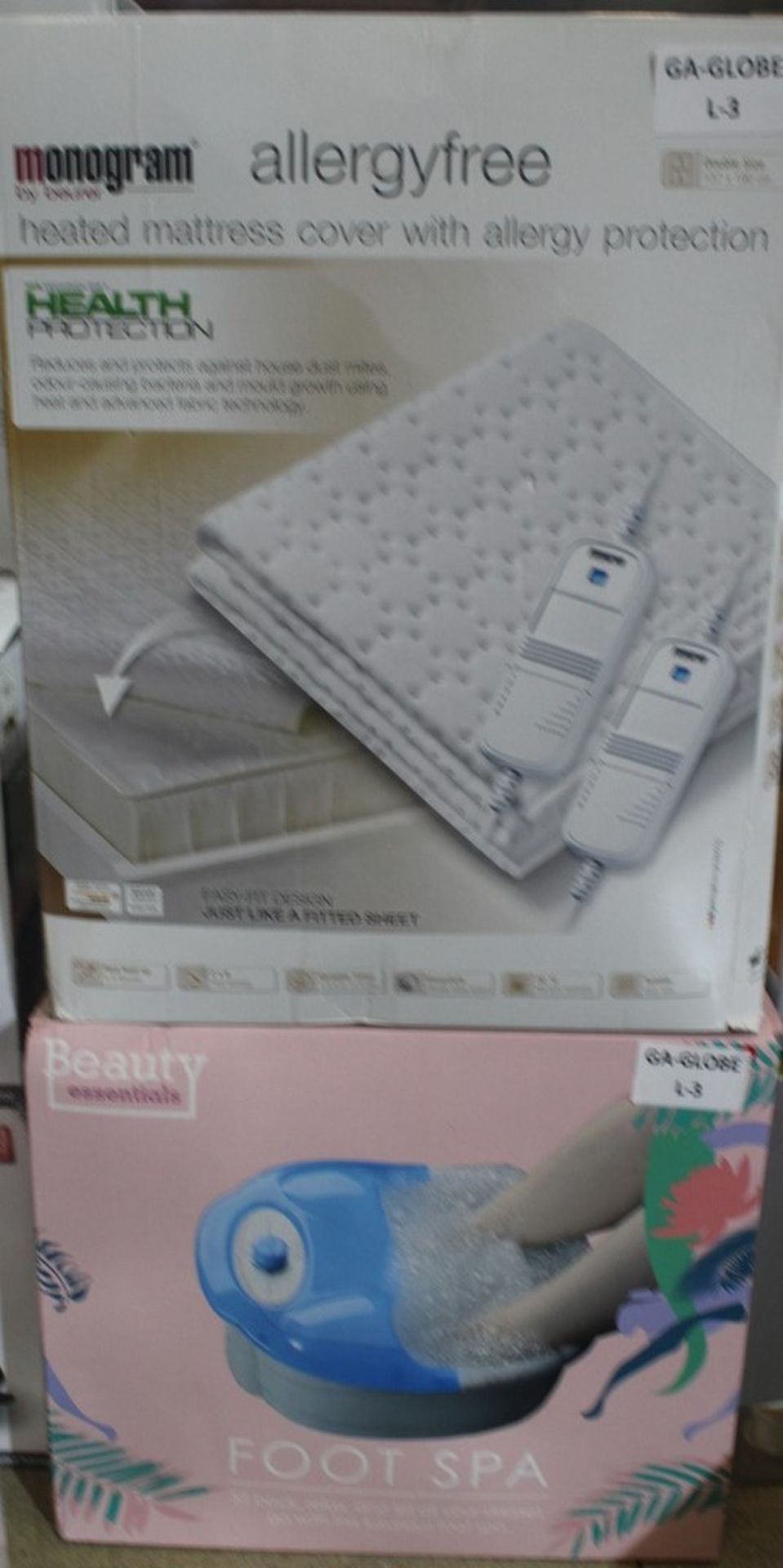 Boxed Assorted Items To Include A Monogram By Buerer Allergic Free Heated Blanket And A Beauty
