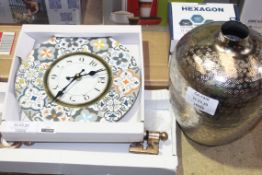 Assorted Items To Include Mini Table Lamps Candle Holders Wall Clocks And Massive Keys RRP £25-£30