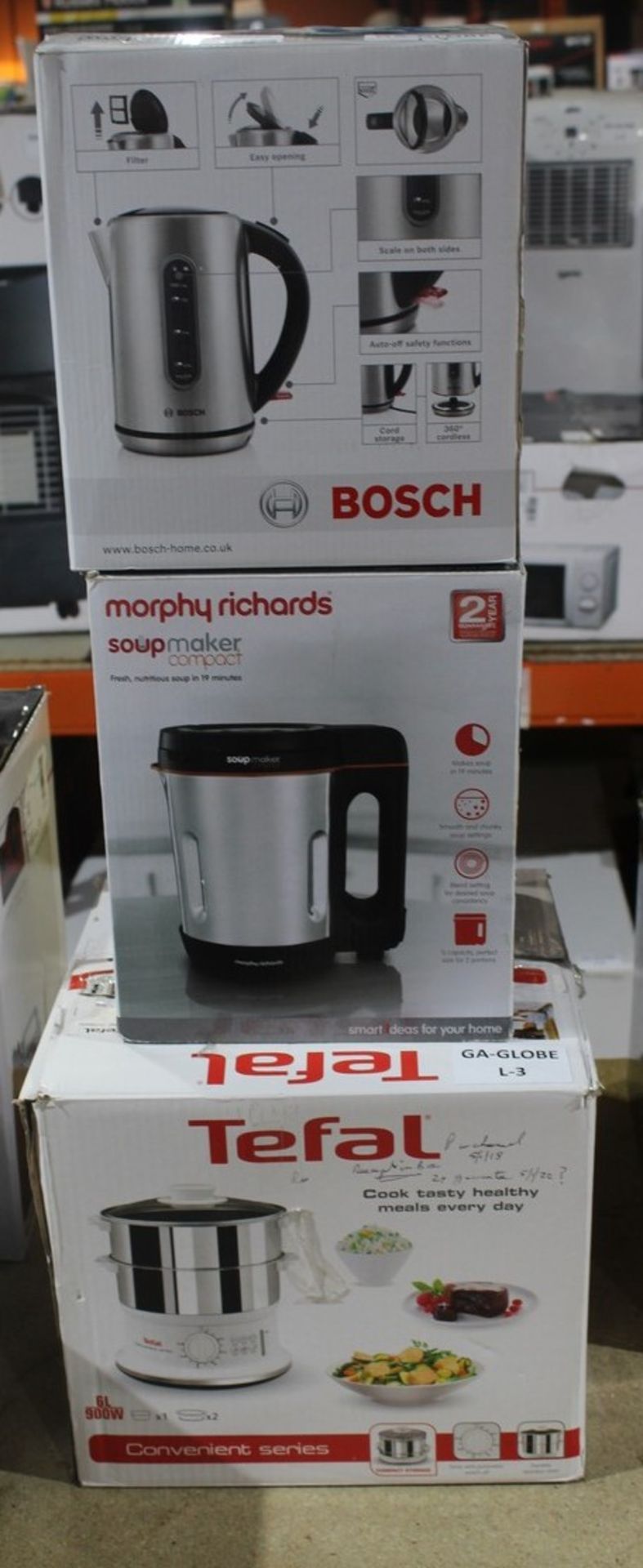 Assorted Items To Include Bosch 1.5 Litre Rapid Boil Cordless Jug Kettles Tefal Convient Series