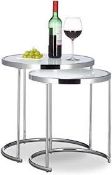 Boxed Relax Days Set of 2 Chrome Round Side Tables RRP £105 (15603) (Appraisals Available Upon