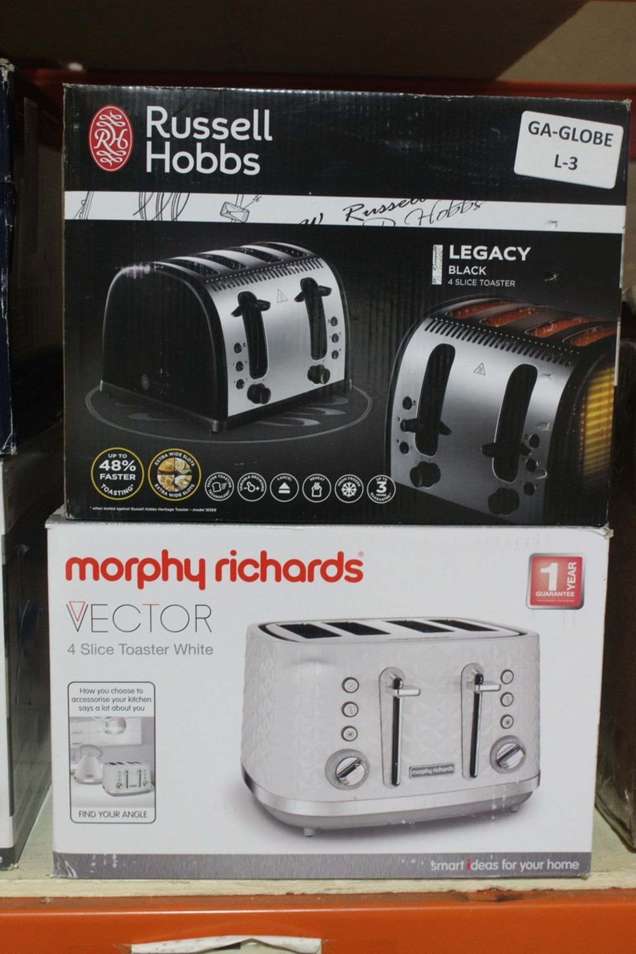 Boxed Assorted Russell Hobbs & Morphy Richards Vecta 4 Slice Toasters RRP £60 (Appraisals