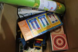 Boxed Assorted Items to Include Motion Discovery Tubes, Melissa & Dug Sorting Cars, Brain Box