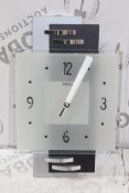Boxed AMS Square Glass Wall Clock RRP £90 (18289) (Appraisals Available Upon Request)