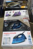 Assorted Russell Hobbs Morphy Richards Bosch And Phoenix Gold Steam Irons RRP £60-£70 Each (