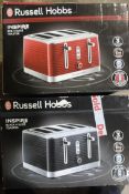 2 Boxed Russell Hobbs Inspire Black & Red 4 Slice Toasters RRP £50 Each (Appraisals Available Upon