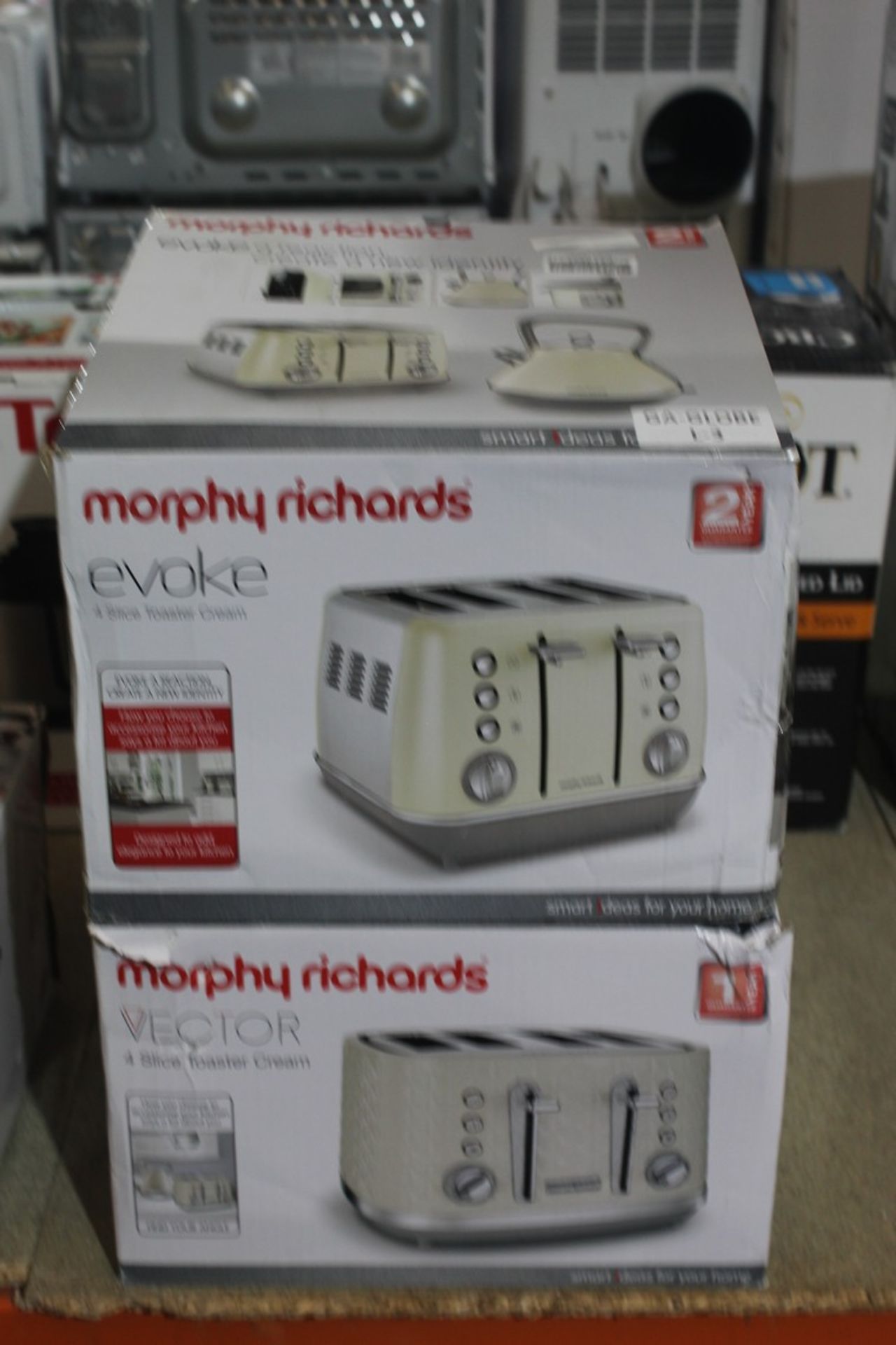 Boxed Assorted Morphy Richards Avector And Evoque Cream 4 Slice Toasters RRP £50-£60 Each (