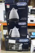 Assorted Delonghi Items To Include Lilianti 1.5 Litre Cordless Jug Kettles, Avolta 1.5Litre Cordless