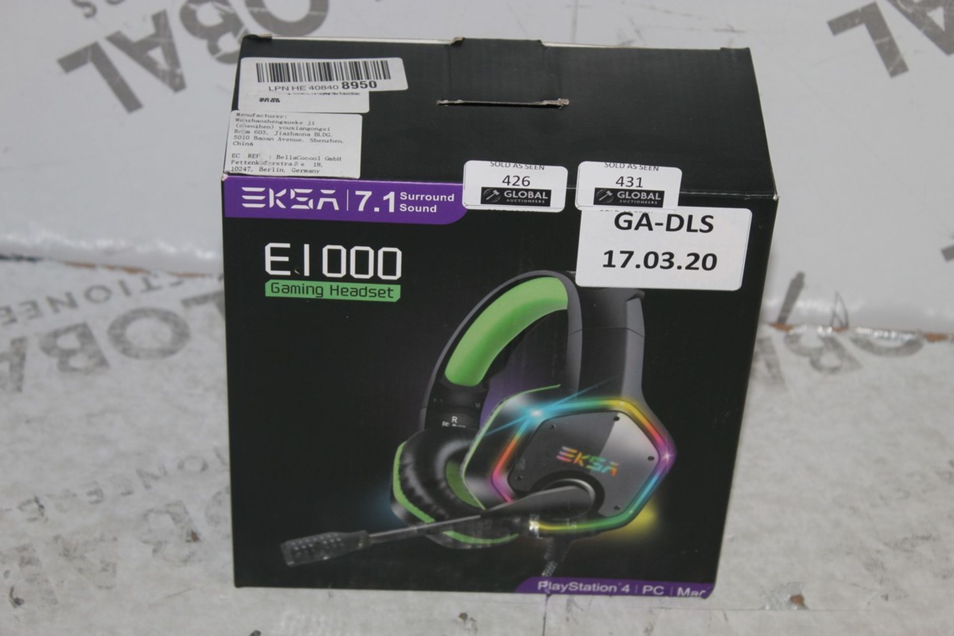 Boxed Pair Of EKSA E1000 Gaming Headphones And Microphone With 7.1 Channel Surround Sound In Black