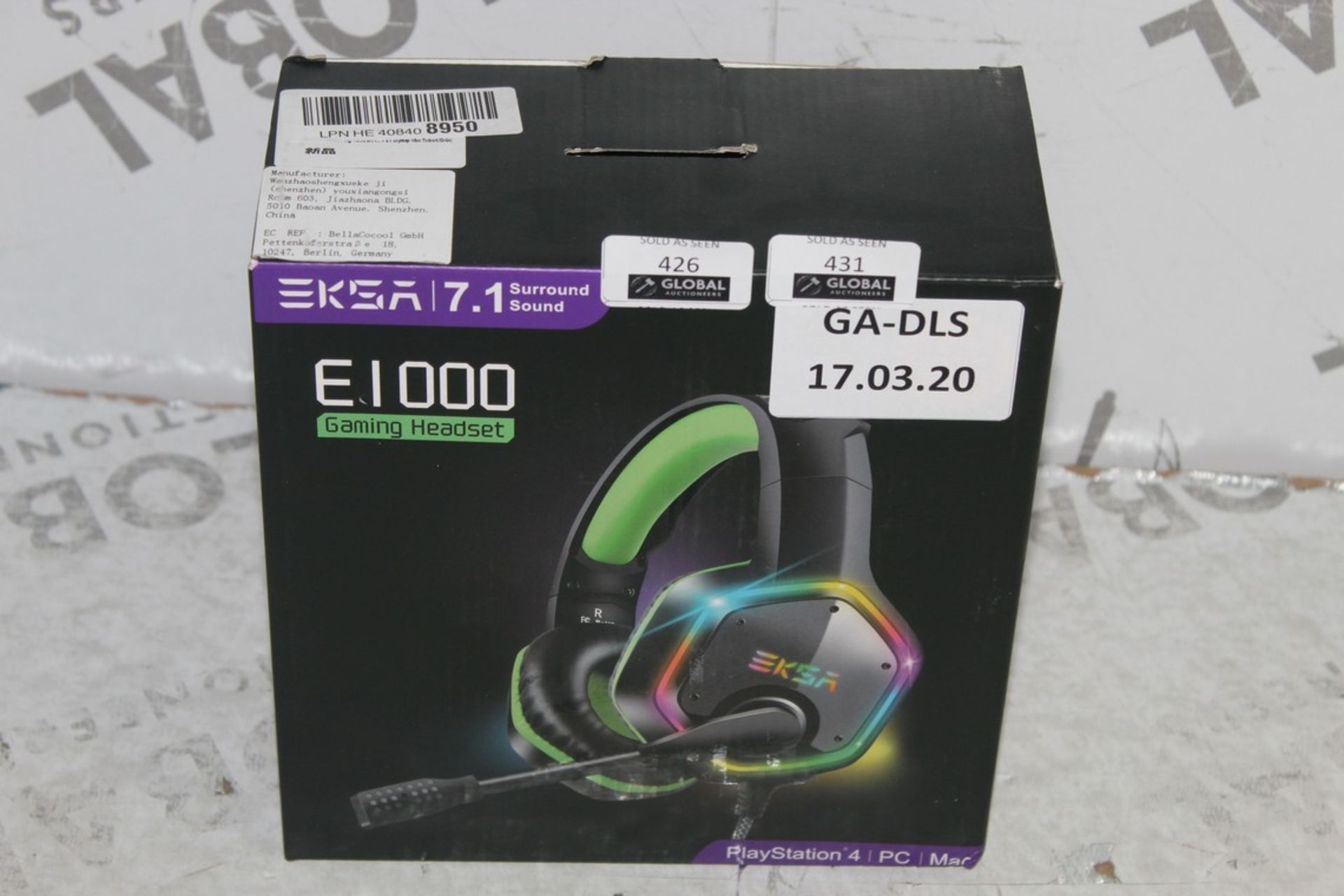 Boxed Pair Of EKSA E1000 Gaming Headphones And Microphone With 7.1 Channel Surround Sound In Black