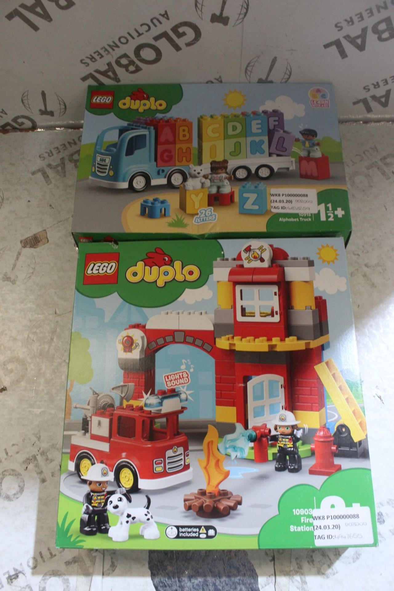 Boxed Assorted Lego Duplo Children's Toy Items to Include Fire Stations, Alphabet Trucks RRP £35