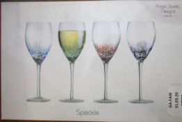Boxed Assorted Bormeoli Diamond Cut Glass Set & Anton Studio Design Speckled Wined Glasses (RRP £