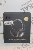 2 Boxed E5 Active Noise Cancelling Headphones Combined RRP £100