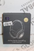 2 Boxed E5 Active Noise Cancelling Headphones Combined RRP £100