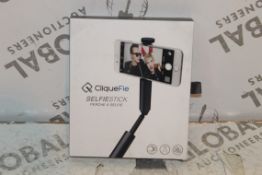 2 Cliquefy Selfie Sticks in Grey Combined RRP £70