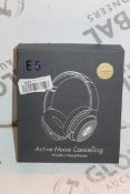 2 Boxed E5 Active Noise Cancelling Headphones Combined RRP £100