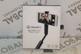 2 Cliquefy Selfie Sticks in Grey Combined RRP £70