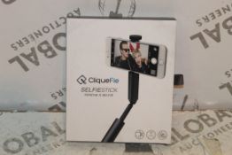 2 Cliquefy Selfie Sticks in Grey Combined RRP £70