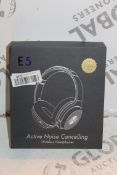 2 Boxed E5 Active Noise Cancelling Headphones Combined RRP £100