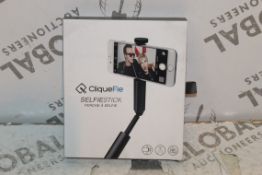 2 Cliquefy Selfie Sticks in Grey Combined RRP £70